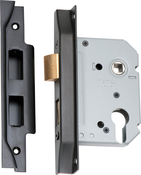 Tradco Rebated Euro Mortice Lock Matt Black 57mm