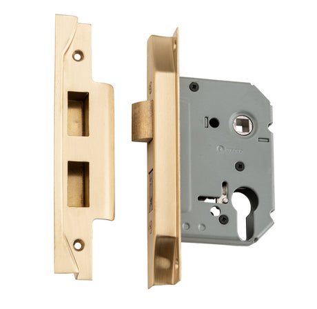 Tradco Rebated Euro Mortice Lock Satin Brass 57mm