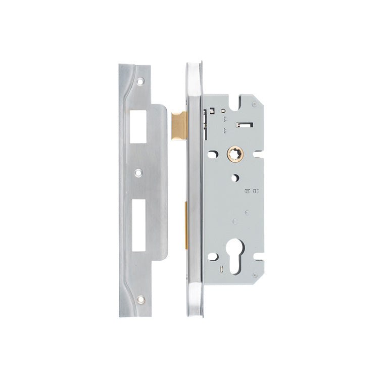 Iver Rebated 85mm Euro Mortice Lock Brushed Chrome, 45mm