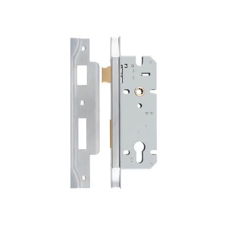 Iver Rebated 85mm Euro Mortice Lock Brushed Chrome, 45mm
