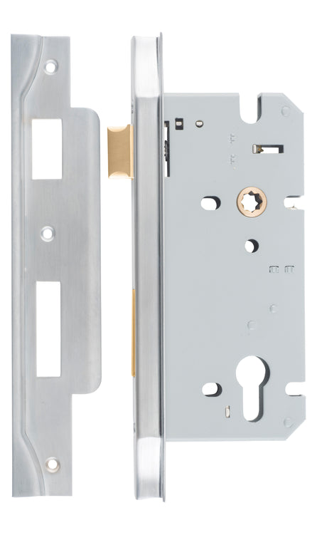 Iver Rebated 85mm Euro Mortice Lock Brushed Chrome, 60mm