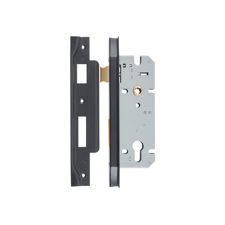 Iver Rebated 85mm Euro Mortice Lock Matt Black, 45mm