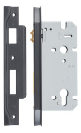 Iver Rebated 85mm Euro Roller Mortice Lock Matt Black, 60mm