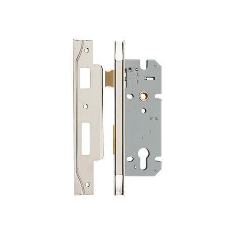 Iver Rebated 85mm Euro Mortice Lock Polished Nickel, 45mm