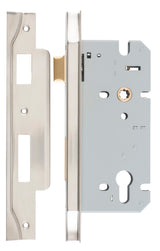 Iver Rebated 85mm Euro Mortice Lock Satin Nickel, 60mm