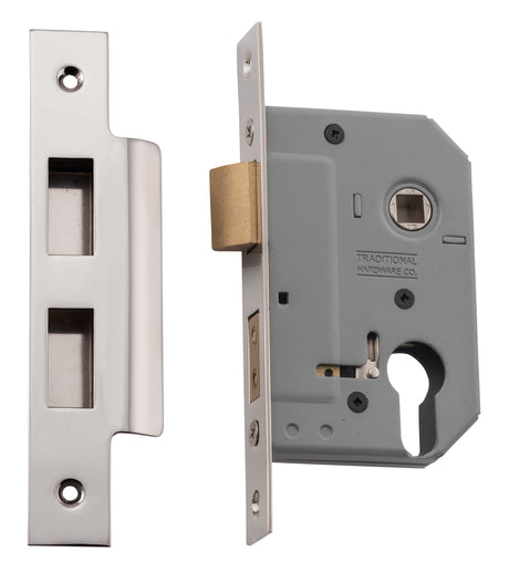 Tradco Euro Mortice Lock Polished Nickel 46mm