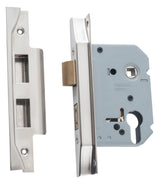 Tradco Rebated Euro Mortice Lock Satin Nickel 57mm