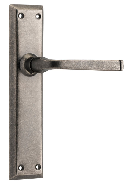 Tradco Menton Lever Long Backplate, Rumbled Nickel, Passage