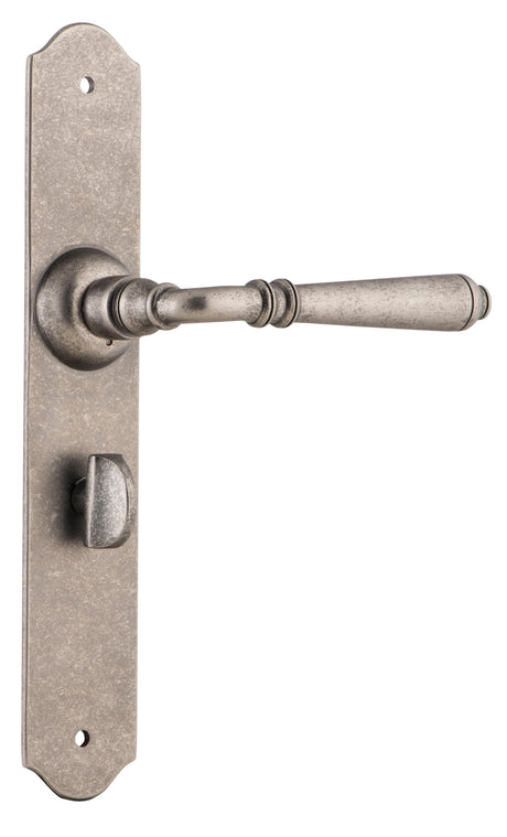 Tradco Reims Lever Long Plate, Rumbled Nickel, Privacy