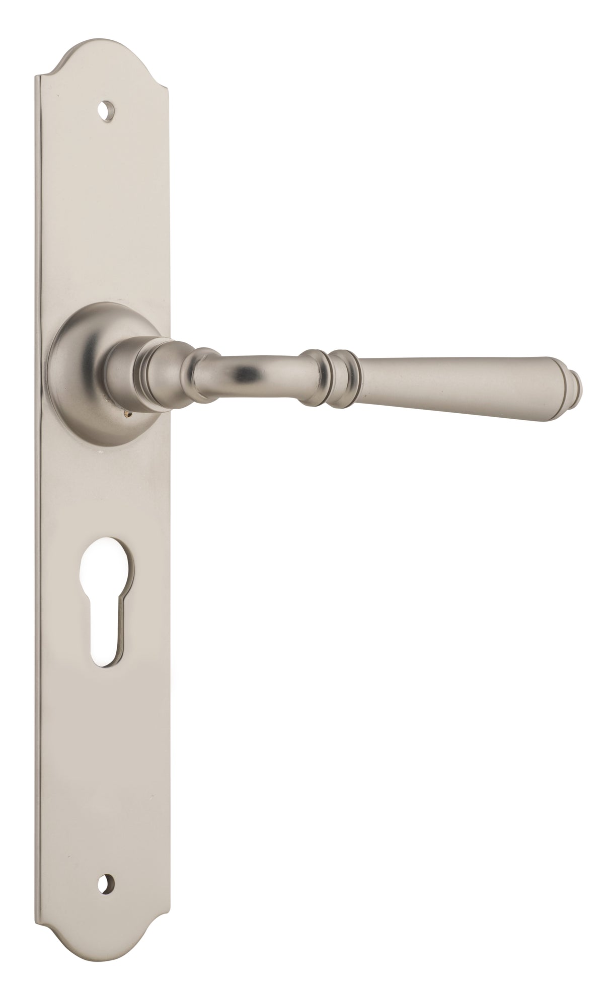 Tradco Reims Lever Long Plate, Satin Nickel, Euro