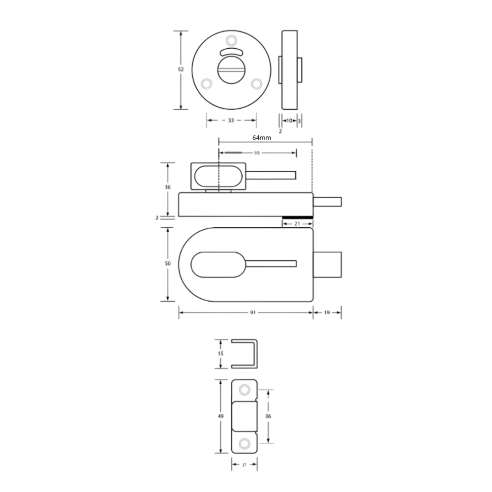 Metlam 700 Series Ambulant Lock & Indicator Set with Bumper – Satin Stainless Steel