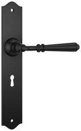 Tradco Reims Lever Long Plate, Matt Black, Skeleton Key
