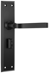Tradco Menton Lever Long Backplate, Matt Black, Privacy
