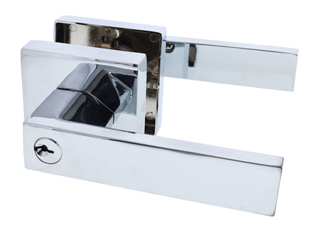 Nidus Lonsdale Square Rose Lever Set - Entrance - Chrome Plate