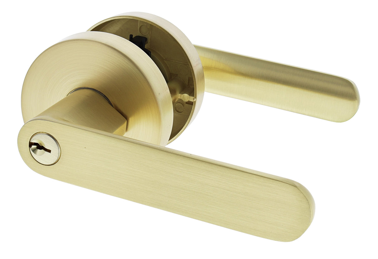 Nidus Spring Round Rose Lever Set - Entrance - Satin Brass