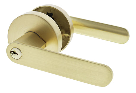 Nidus Spring Round Rose Lever Set - Entrance - Satin Brass