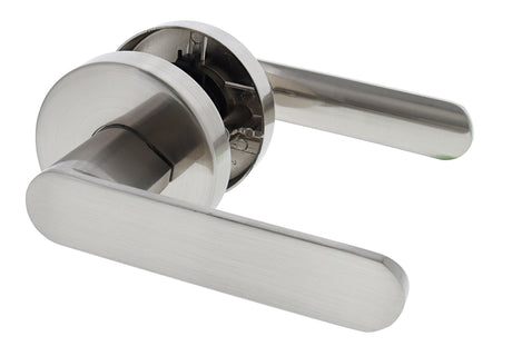 Nidus Spring Round Rose Lever Set - Passage - Brushed Nickel