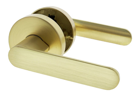 Nidus Spring Round Rose Lever Set - Passage - Satin Brass