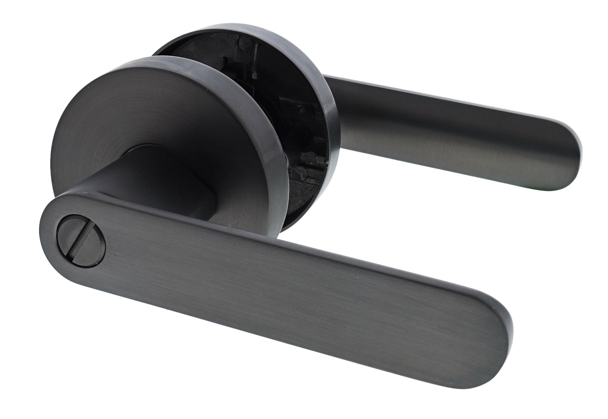 Nidus Spring Round Rose Lever Set - Privacy - Graphite Grey