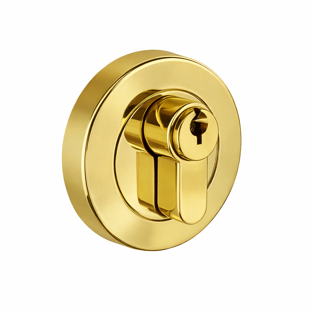 Nidus Eurobolt Round Rose Deadbolt - Single Cylinder - Polished Brass