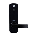 Yale Unity digital lock in Matt Black finish with sleek design and digital locking technology for entrance security.