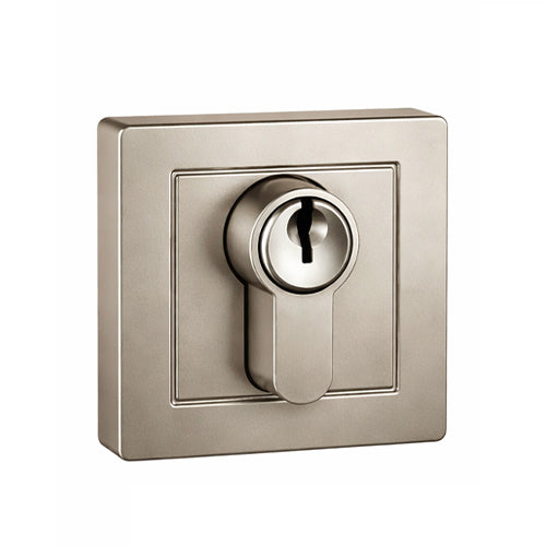 Nidus Eurobolt Square Rose Deadbolt - Double Cylinder - Brushed Nickel