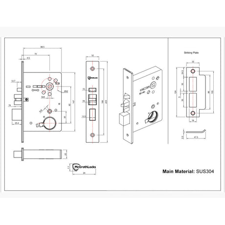 McGrath Locks F54 ANSI Mortice Lock
