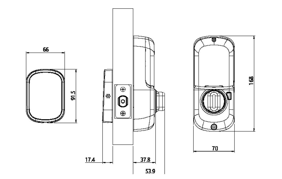 technical drawings and measurements of a device, including a diagram of the device's components and dimensions.