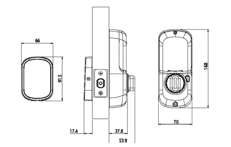 technical drawings and measurements of a device, including a diagram of the device's components and dimensions.