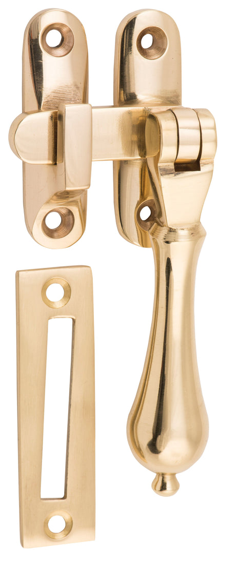 Tradco Casement Fastener Teardrop Long Throw - Unlacquered Polished Brass (21383)