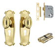Tradco Bungalow Knob - Complete Kits - Polished Brass - Entrance Set Locking - Key / Key (1050KENTREURO57KK)