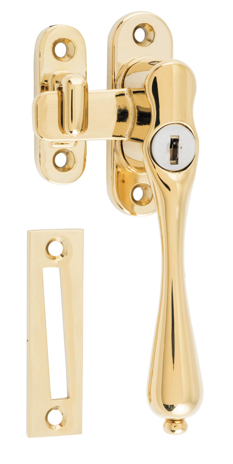 Tradco Casement Fastener Locking Teardrop - Right Hand - Anti-tarnish Brass (1771)