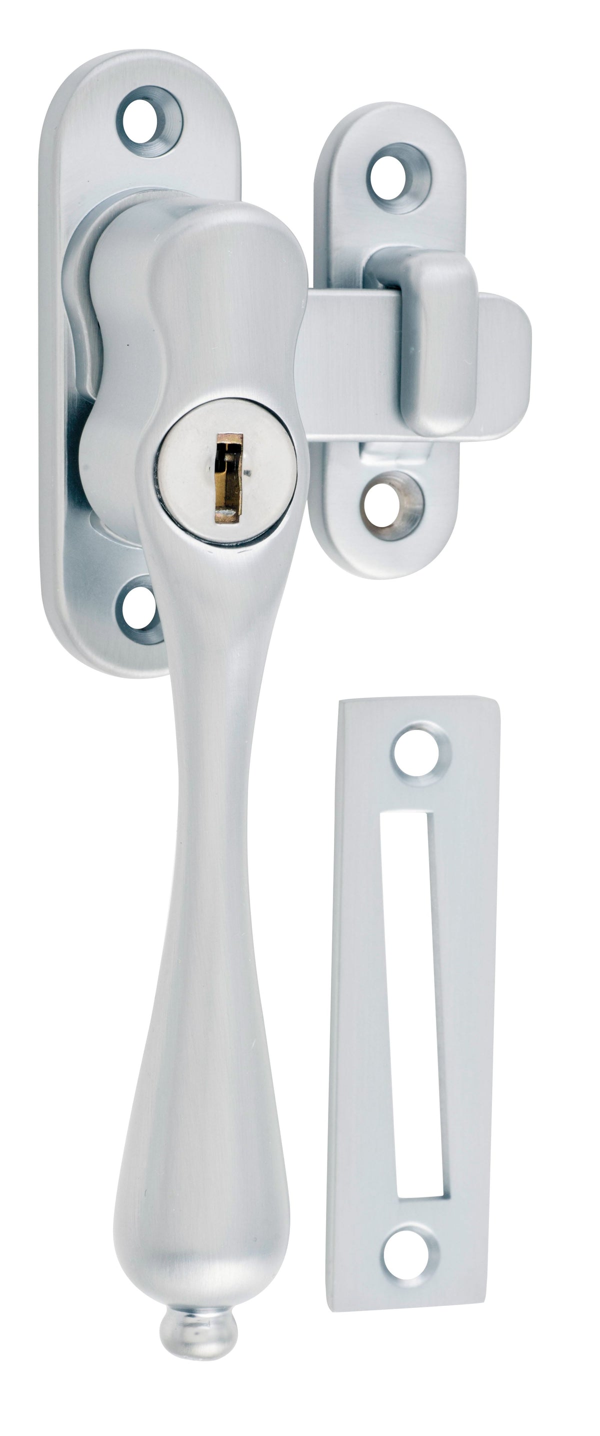 Tradco Casement Fastener Locking Teardrop - Left Hand - Satin Chrome (1778)
