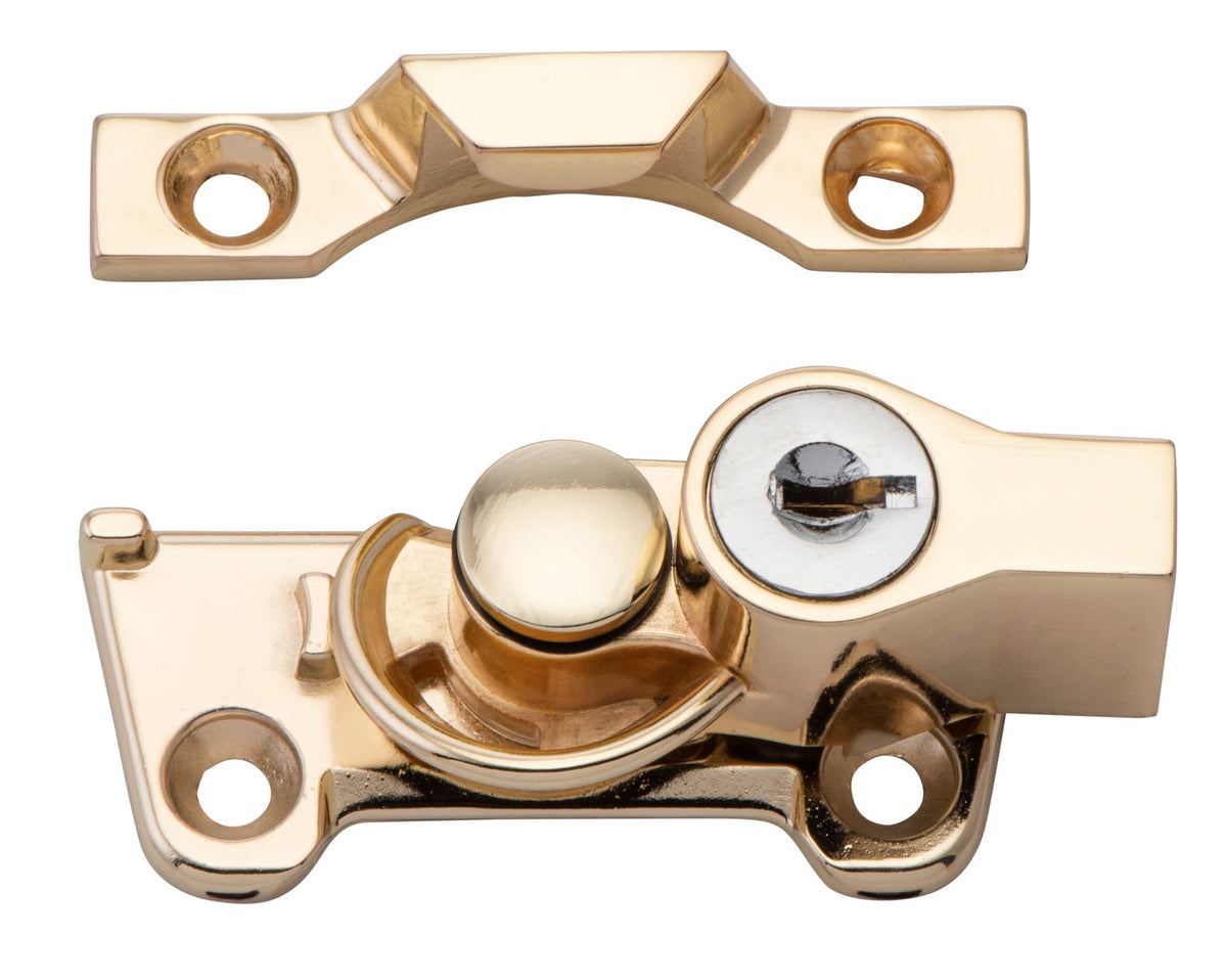 Tradco Sash Fastener Locking Wide Base Zinc Alloy - H30mm · 64mm - Electroplated Brass (20310)