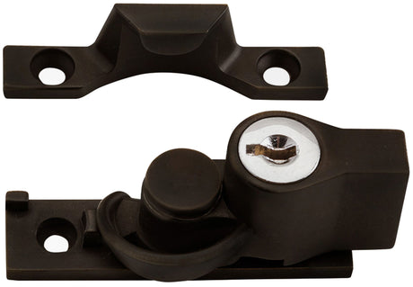 Tradco Sash Fastener Locking Narrow Zinc Alloy - 65mm - Antique Brass (9863)