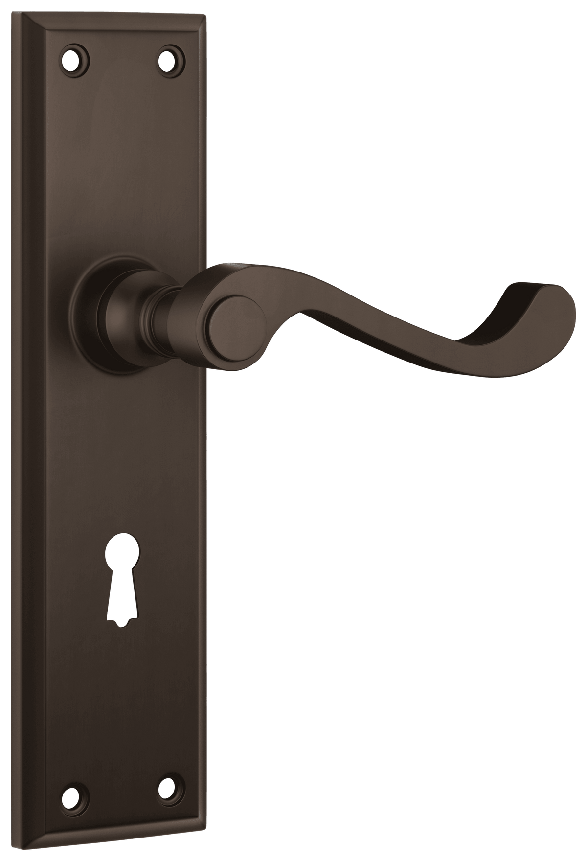 Tradco Milton Lever on Long Backplate - Antique Brass - Skeleton Key (0787)