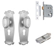 Tradco Bungalow Knob - Complete Kits - Satin Chrome - Entrance Set Locking - Key / Key (0870KENTREURO57KK)