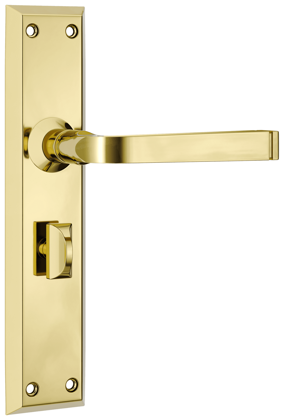 Tradco Menton Lever Long Backplate Door Handle - Polished Brass - Privacy (0675P)