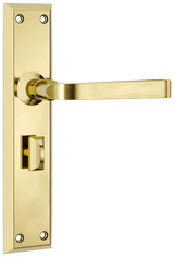Tradco Menton Lever Long Backplate Door Handle - Polished Brass - Privacy (0675P)