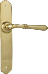 Tradco Reims Lever Long Plate - Unlacquered Polished Brass - Skeleton Key (21354)