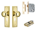 Tradco Milton Knob - Complete Kits - Polished Brass - Entrance Set Locking - Key / Key (0720KENTREURO57KK)