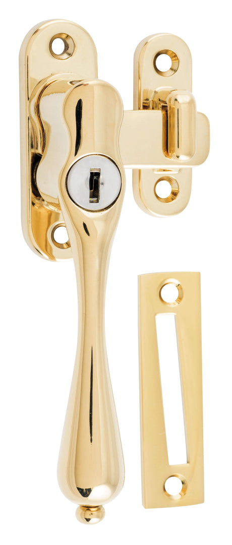 Tradco Casement Fastener Locking Teardrop - Left Hand - Anti-tarnish Brass (1770)