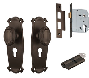 Tradco Bungalow Knob - Complete Kits - Antique Brass - Entrance Set Locking - Key / Key (0830KENTREURO57KK)