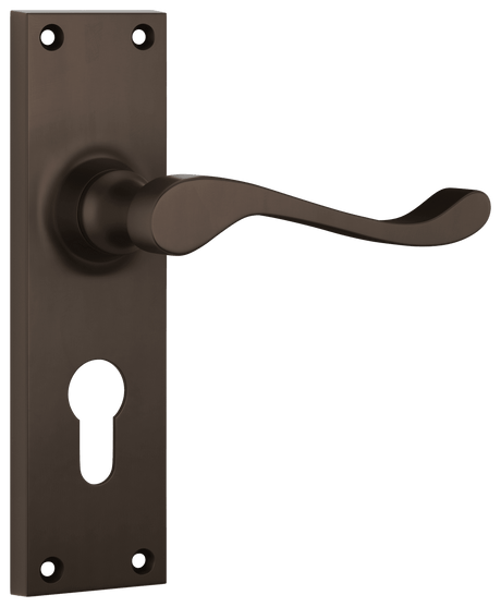 Tradco Victorian Door Lever on Plate - Antique Brass - Euro (0782E)