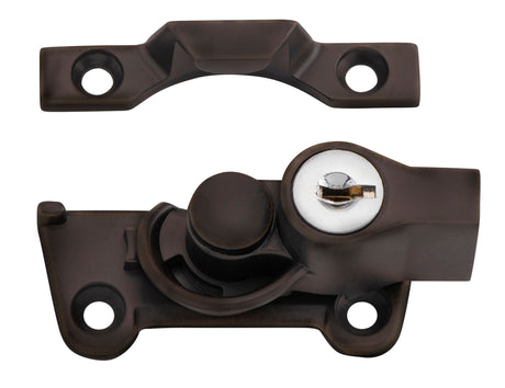 Tradco Sash Fastener Locking Wide Base Zinc Alloy - H30mm · 64mm - Antique Brass (20311)