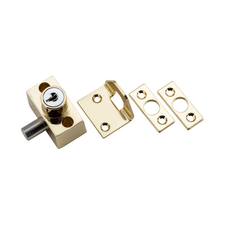 Tradco Sash / Sliding Window Lock Zinc Alloy - H41mm · 43mm - Electroplated Brass (20300)