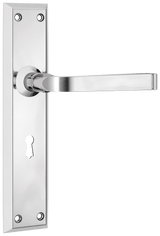 Tradco Menton Lever Long Backplate Door Handle - Chrome Plated - Skeleton Key (0685)