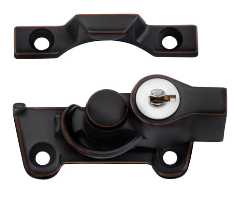 Tradco Sash Fastener Locking Wide Base Zinc Alloy - H30mm · 64mm - Antique Copper (20312)