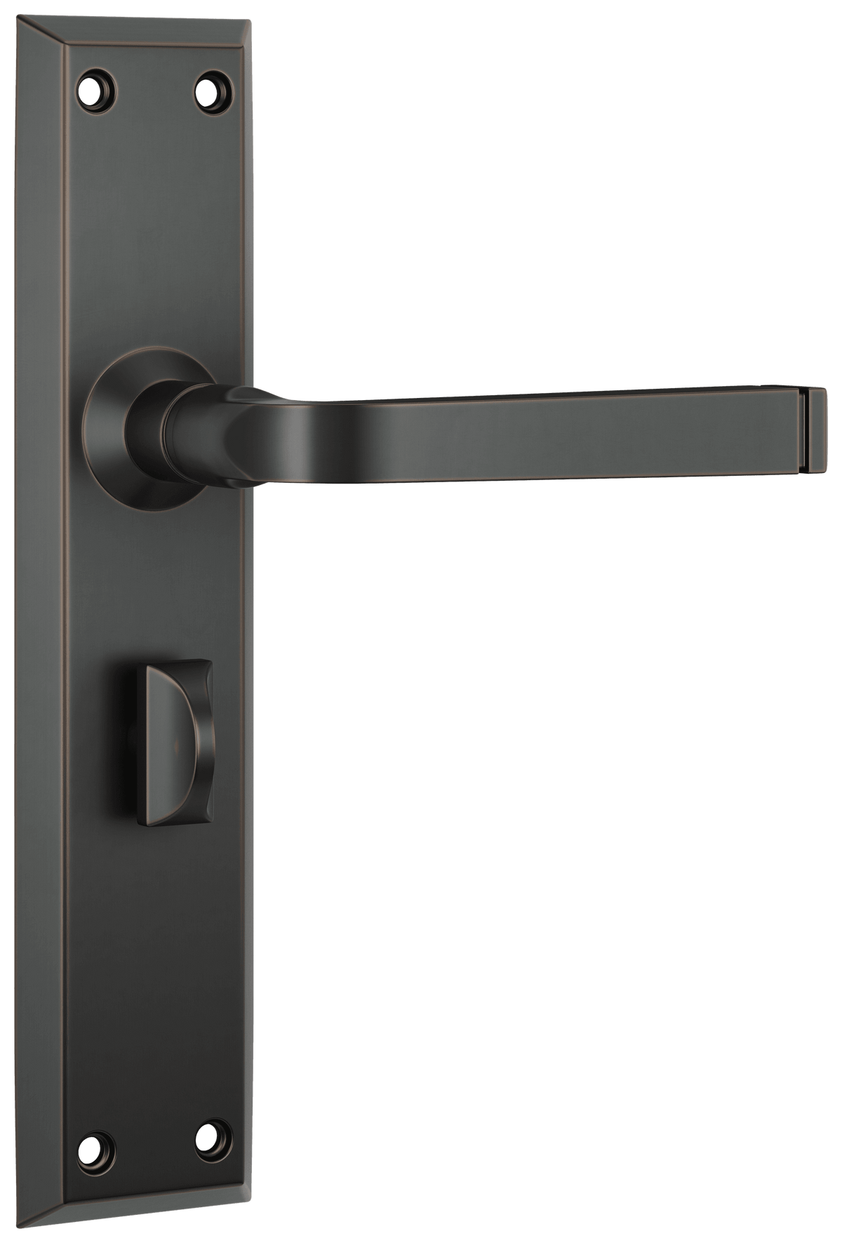 Tradco Menton Lever Long Backplate Door Handle - Antique Copper - Privacy (0681P)