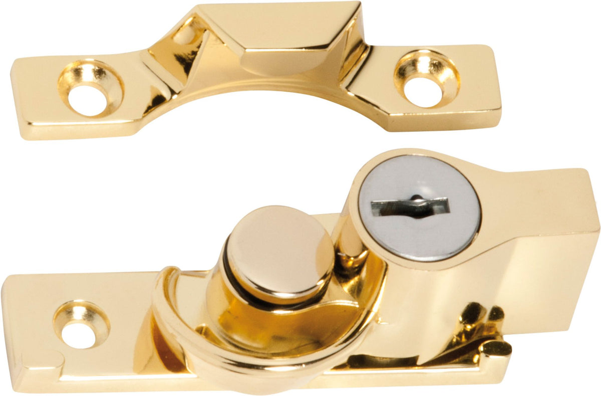 Tradco Sash Fastener Locking Narrow Zinc Alloy - 65mm - Electroplated Brass (1603)